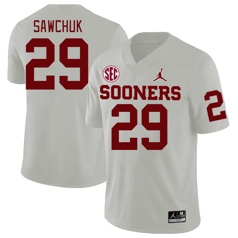 #29 Gabe Sawchuk Oklahoma Sooners 2024 SEC Conference College Football Jerseys-White